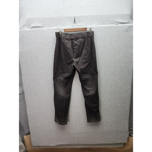 Soft Surroundings Womens Dark Gray Denim Pull-On Pants With Rhinestone Embellish - Picture 4 of 4